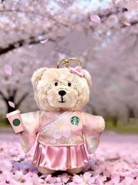 Starbucks Sakura Kimono Bear Keychain Limited Edition Collectible Plush Charm
